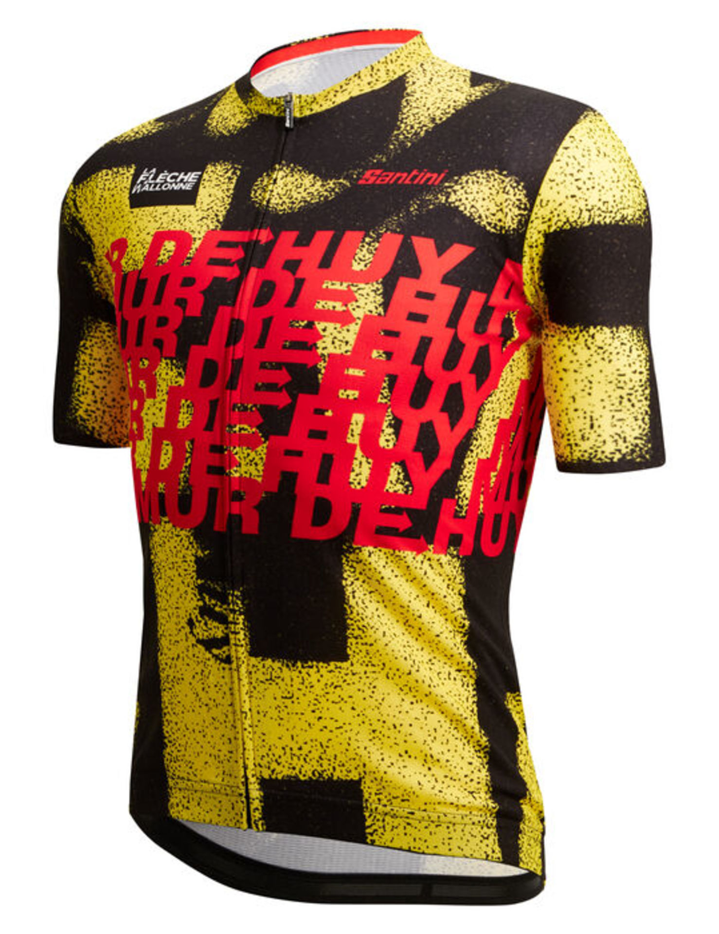 Santini LA FLECHE WALLONE Fietsshirt Korte Mouwen Geel/Zwart/Rood Heren