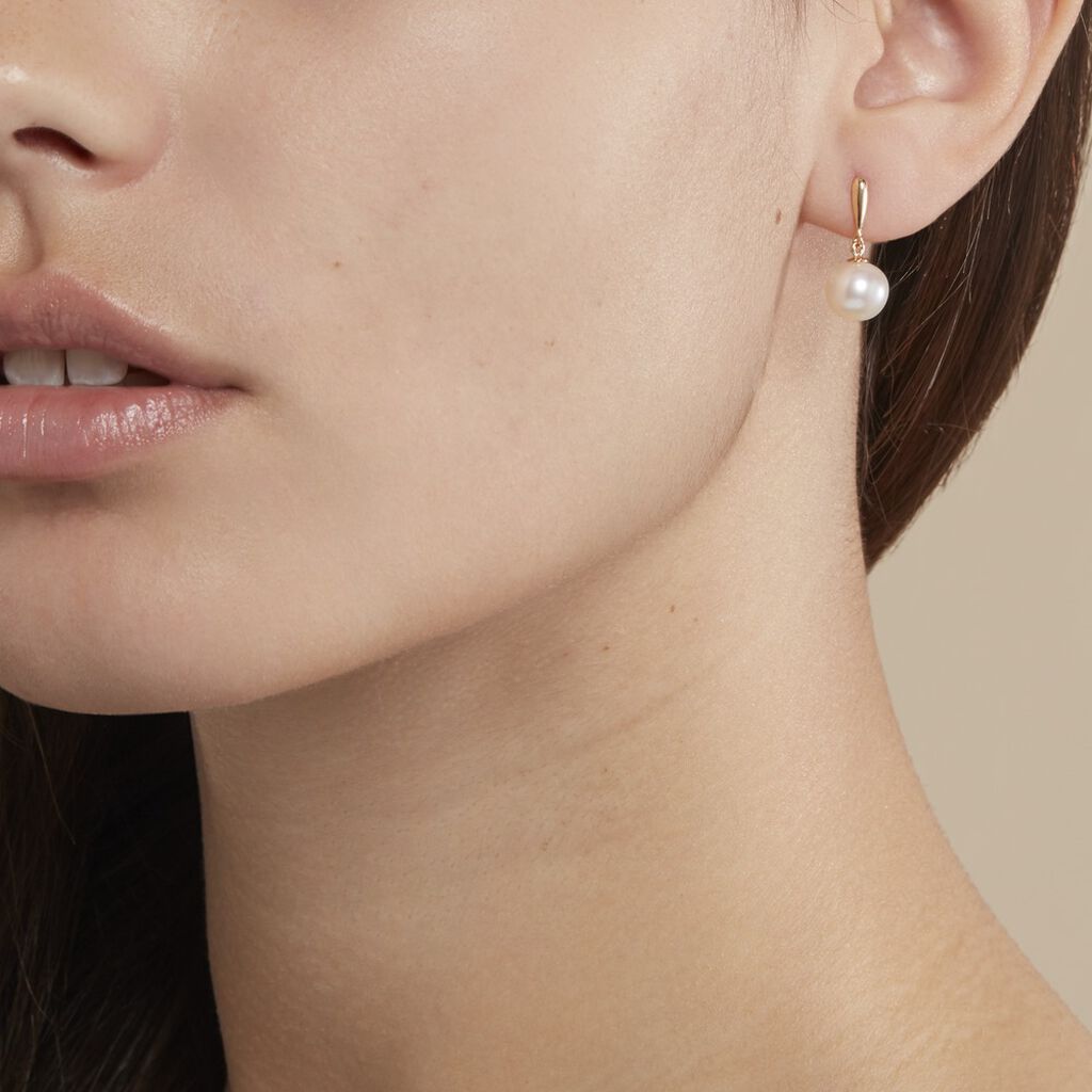 Boucles D'oreilles Pendantes Sibylle Or Jaune Perle De Culture