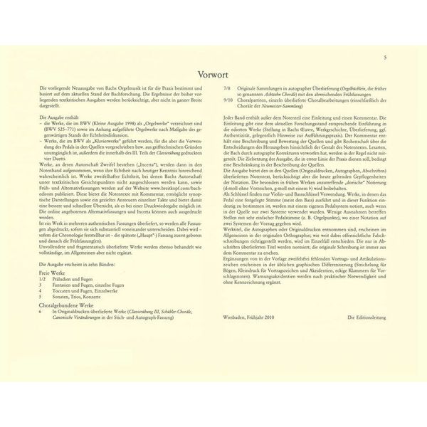 Breitkopf & Härtel Bach sämtliche Orgelwerke