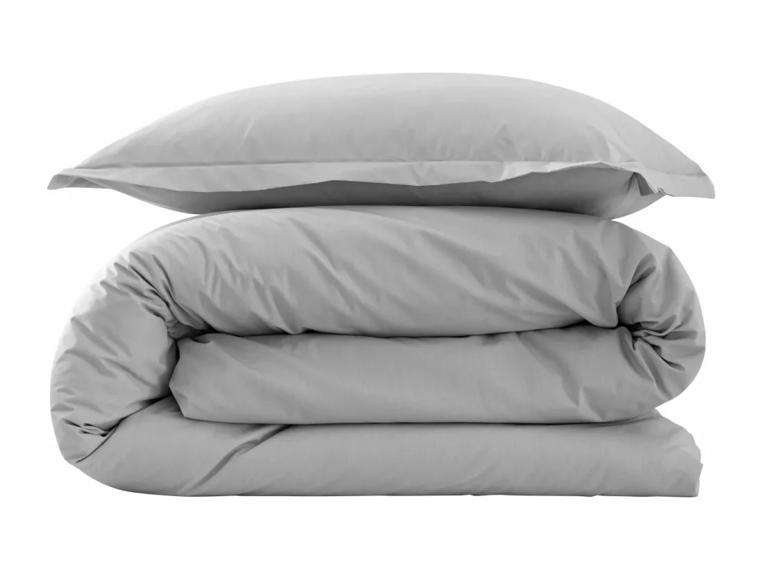 Parure de lit coton percale Gris 240x220 - SOMEO - MORPHEE