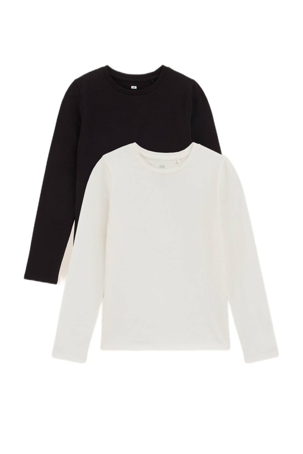WE Fashion longsleeve - set van 2 zwart/wit