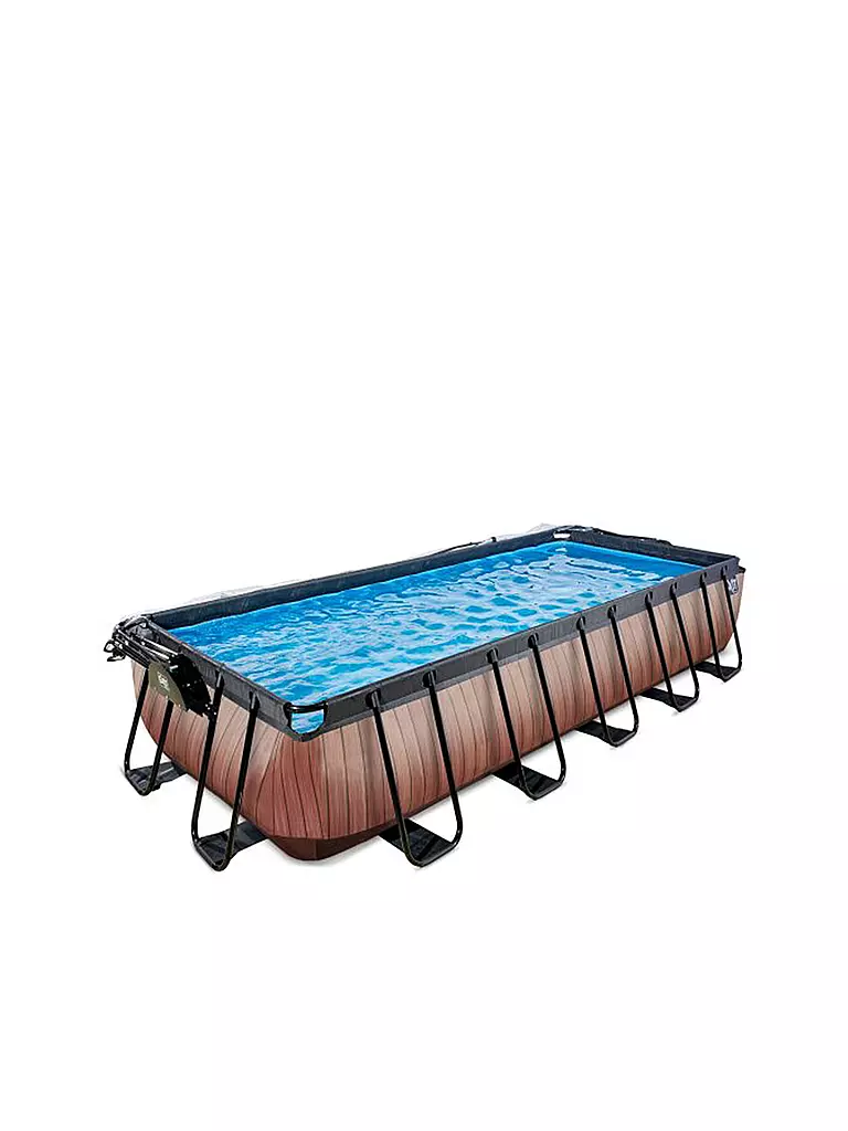 EXIT TOYS Rahmenpool Wood 540x250x100cm mit Sandfilterpumpe und Abdeckung - braun keine Farbe