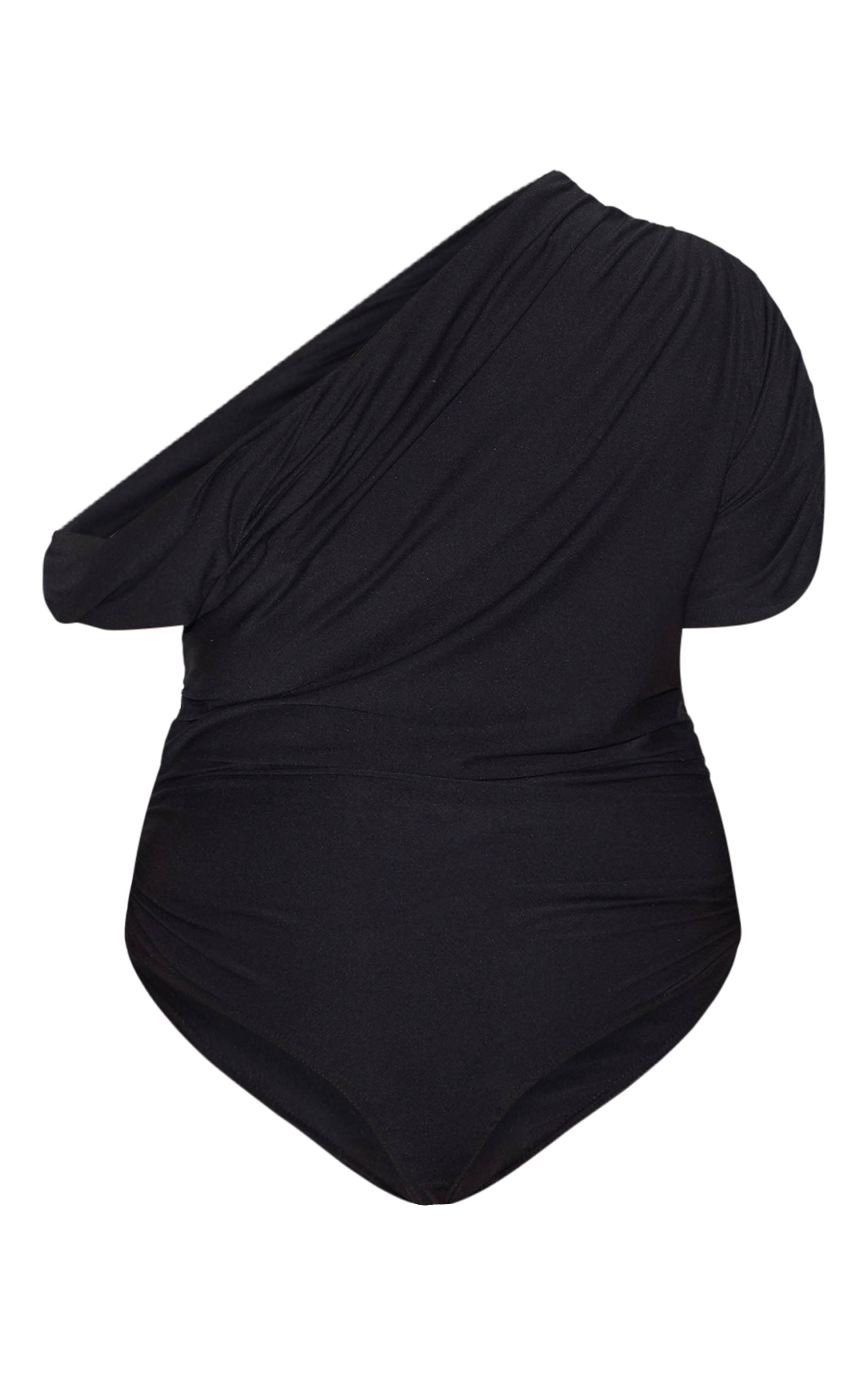 Noir Body Grande Taille À Détail Torsadé En Tissu Doux Au Toucher