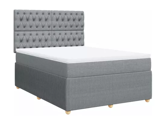 Sommier à lattes de lit avec matelas Gris clair 140x190cm Tissu