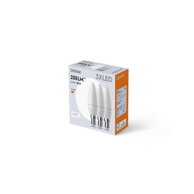 Blokker LED Kaars C35 - 25W - E14 - Mat - 3 stuks