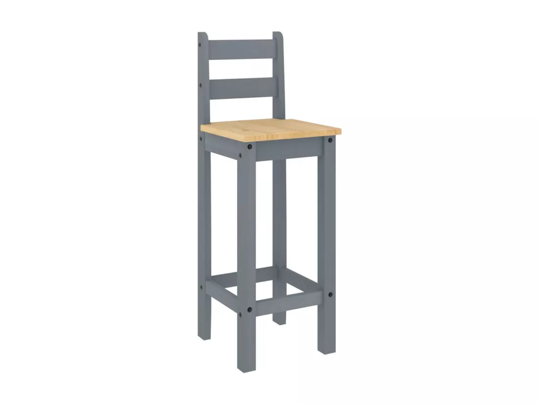 Chaises de bar lot de 2 gris bois de pin solide