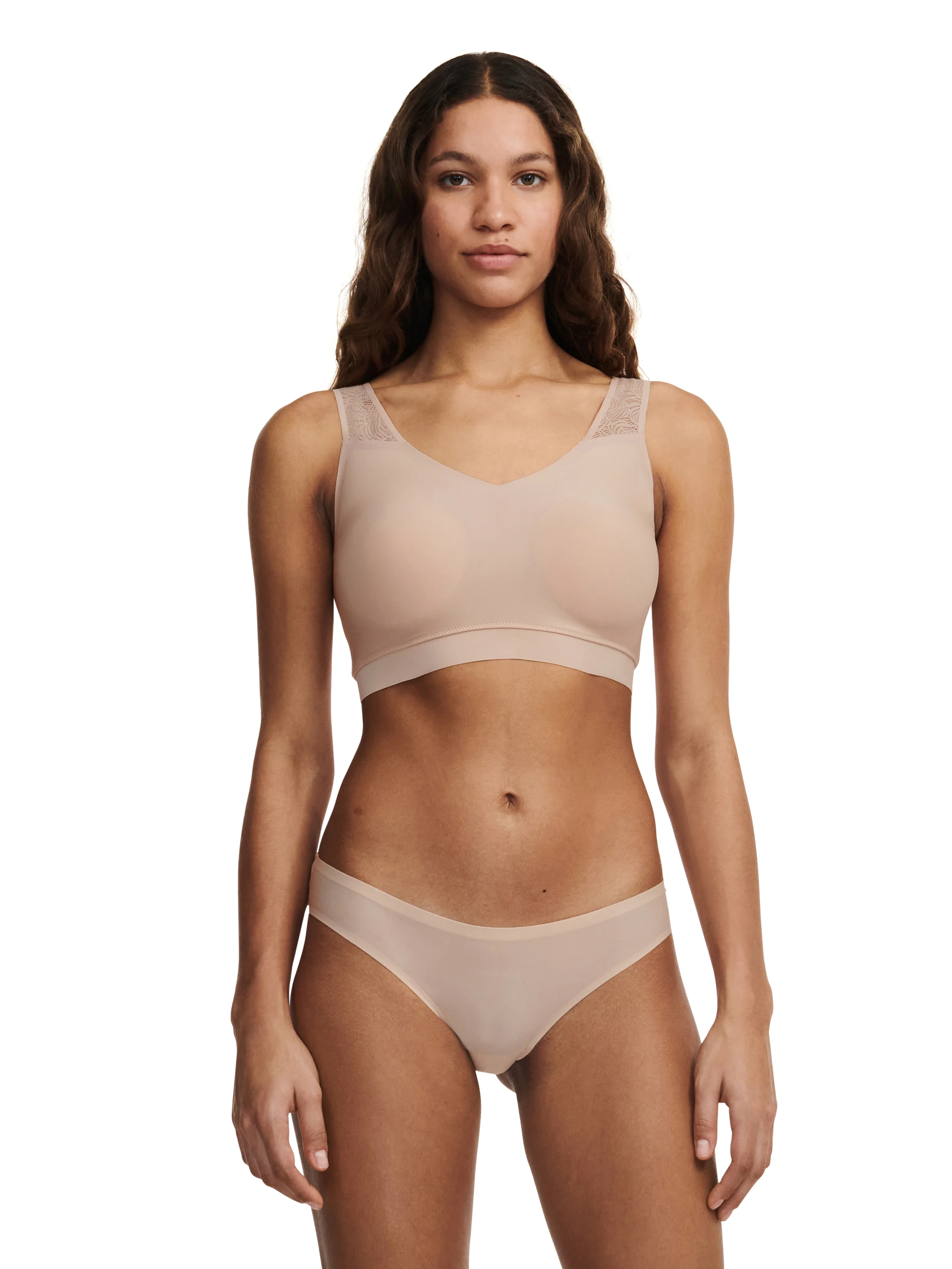 SOFTSTRETCH - Brassière coques dentelle | Beige