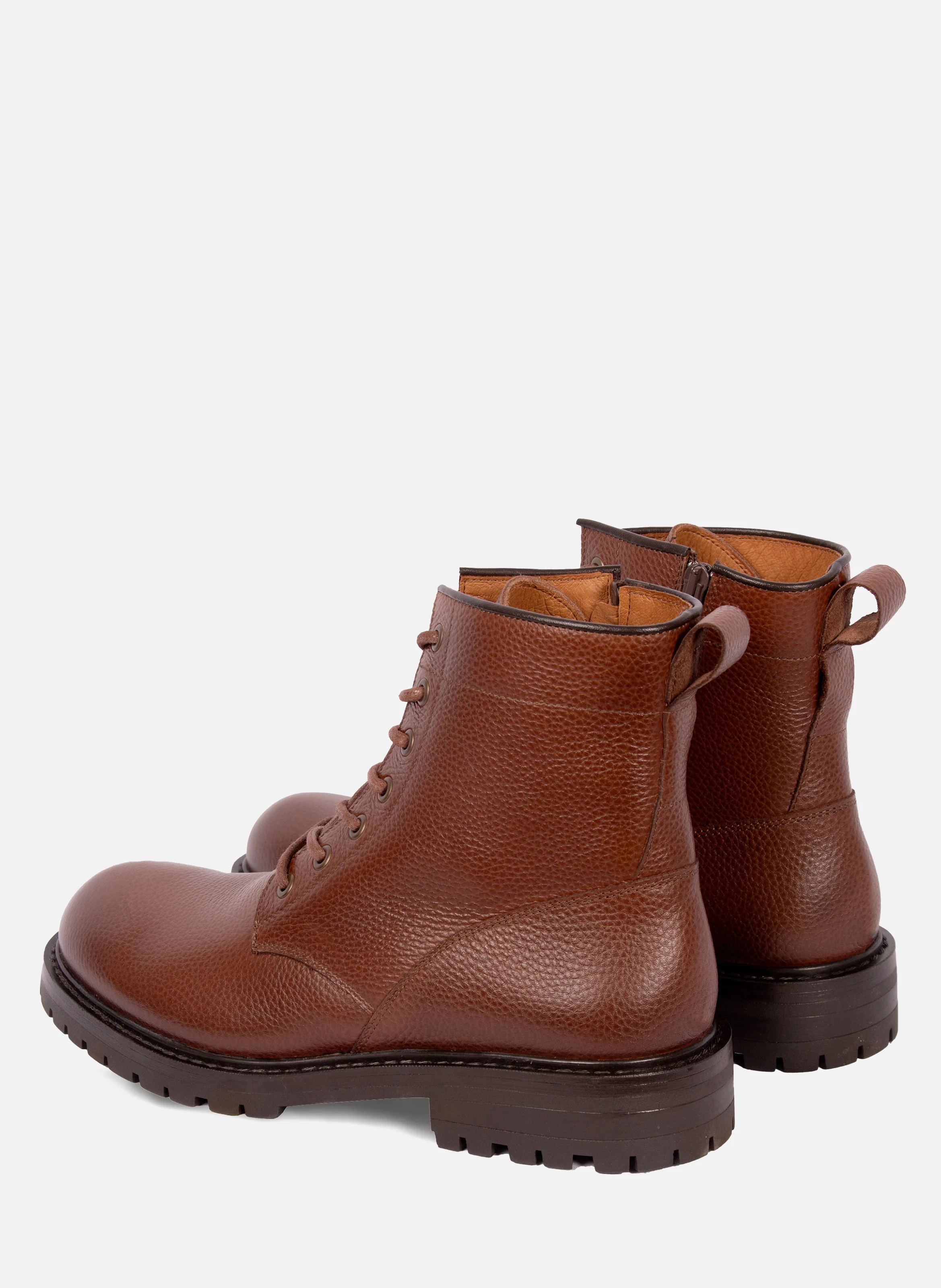 Ranger boots crantées cuir grainé | Marron