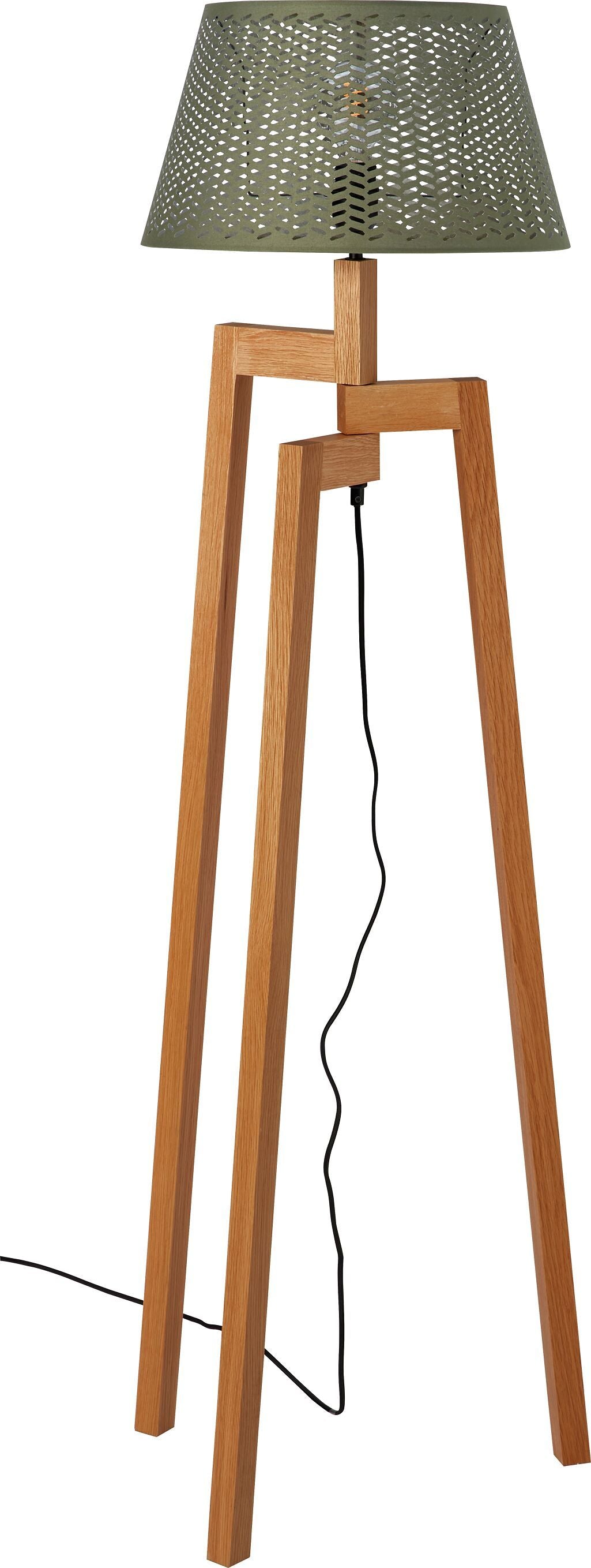 PEDES IIII Stehleuchtenfuss Holz/schwarz - Natur / B: 45.0 cm x T: 45.0 cm x H: 130.5 cm