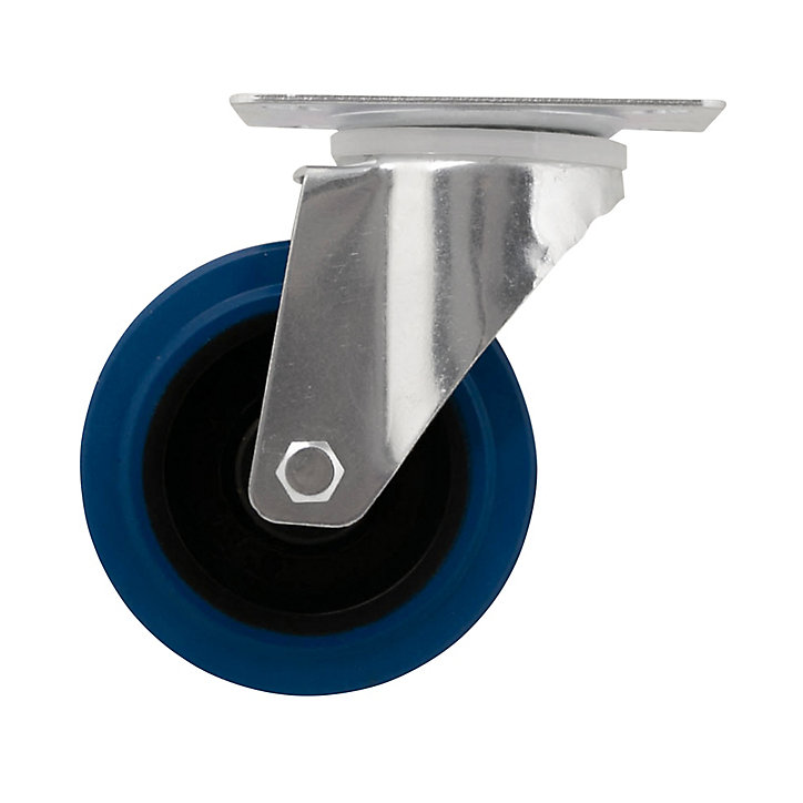 Roulette pivotante sans frein ø100 mm, plaque 105 x 85 mm, charge max 100kg
