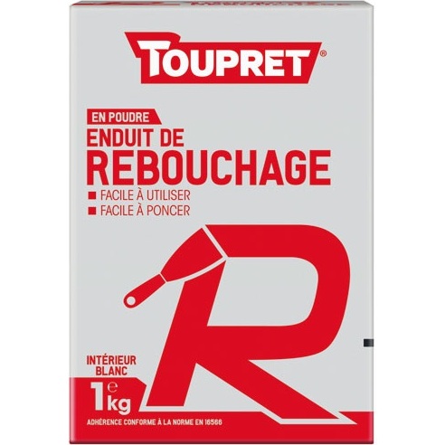 Enduit rebouchage intérieur poudre - 1 Kg - blanc