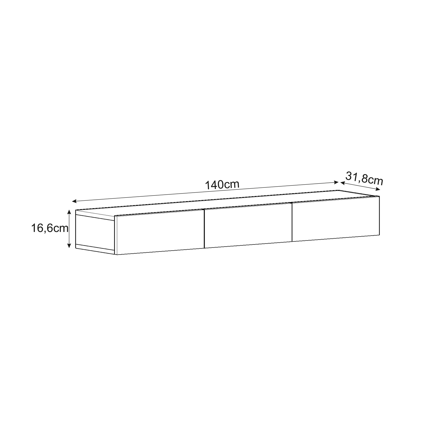 TV-Lowboard - braun - 140 cm breit