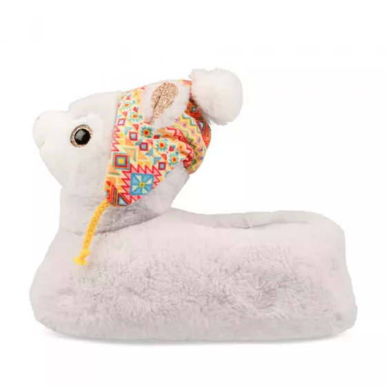 Chaussons peluche lama GRIS MERRY SCOTT