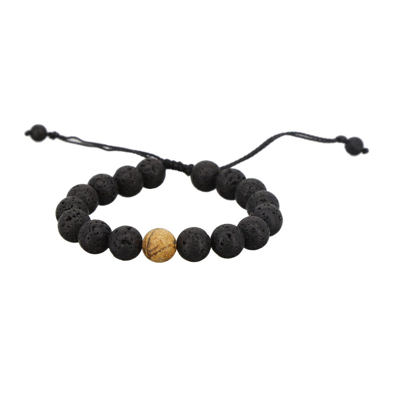 Jacobson Bracelet ajustable en Perles noir/beige