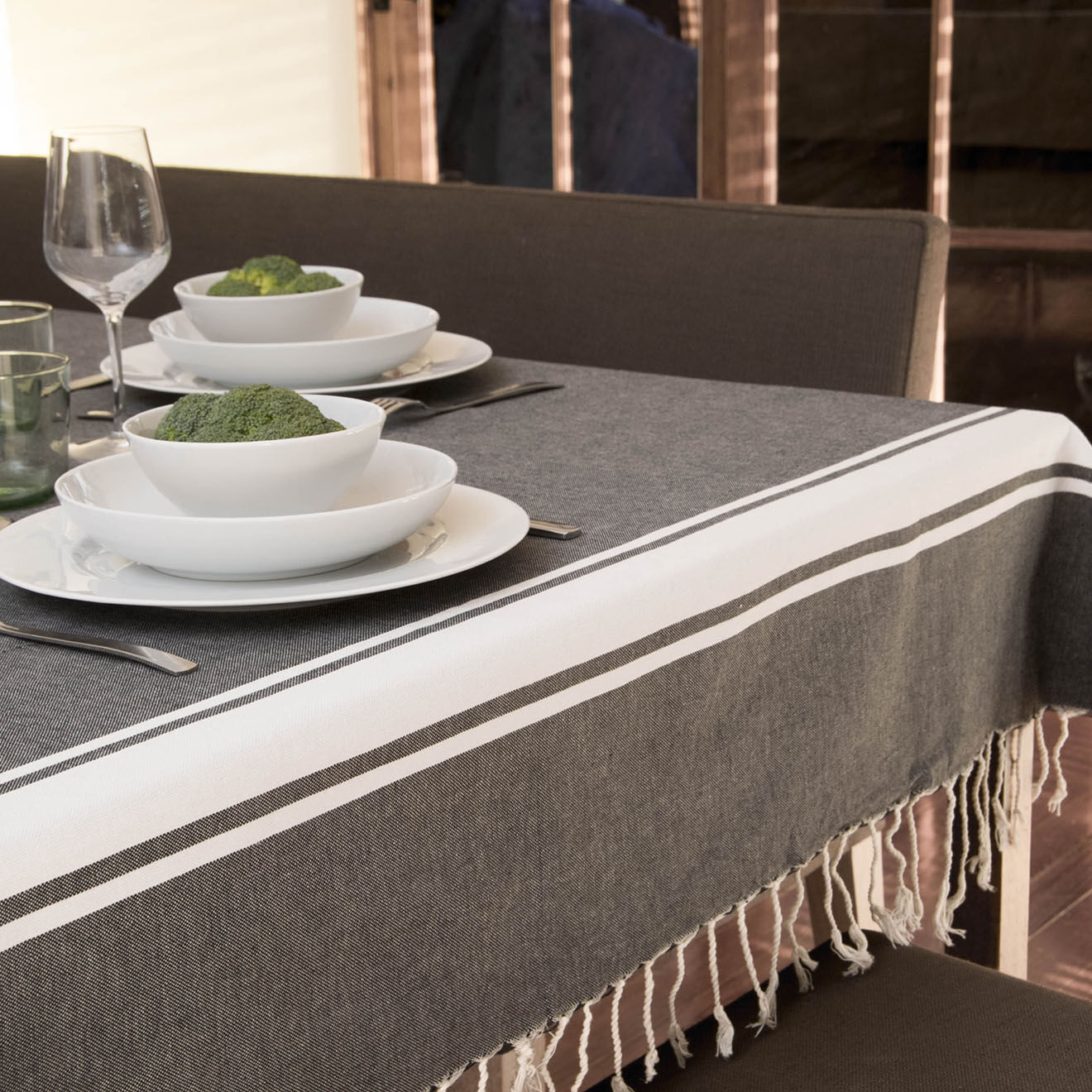 Febronie Nappe 100% Coton 200 g/m² Saint-Tropez noir/blanc
