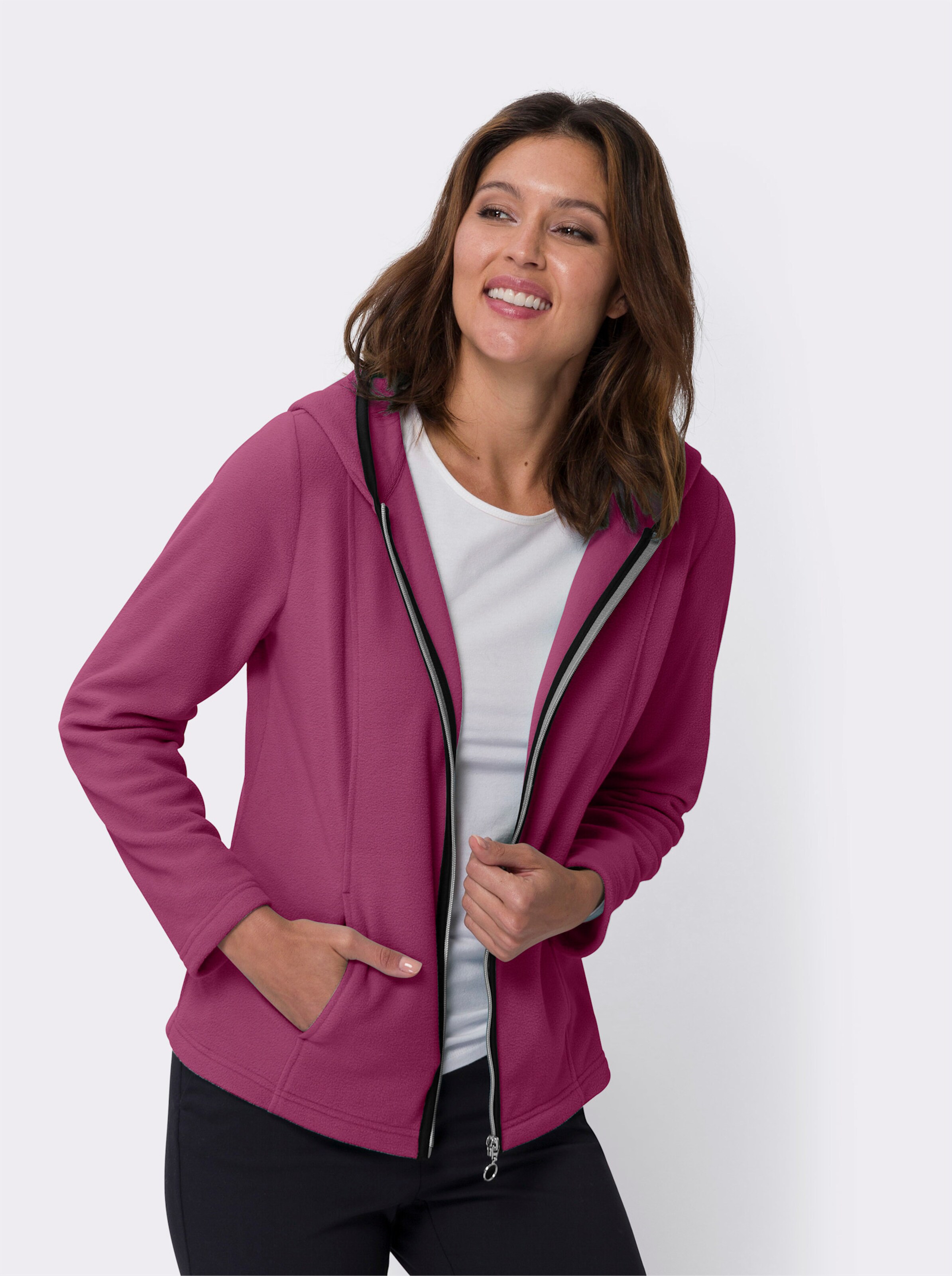 Fleecejacke mit Kontrast-Akzenten