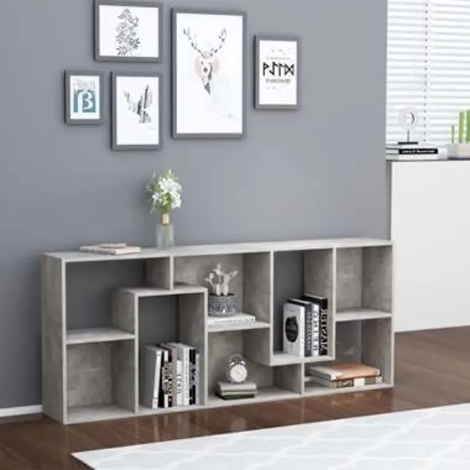 vidaXL - Boekenkast - Grijs - Bewerkt hout