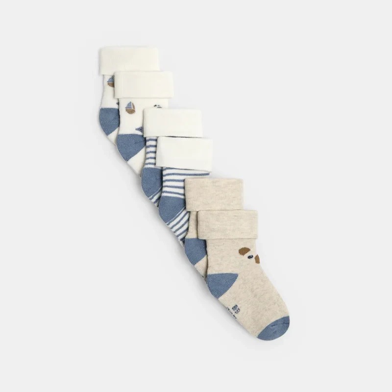 Chaussettes bouclettes bleu bébé garçon (lot de 3) Bleu