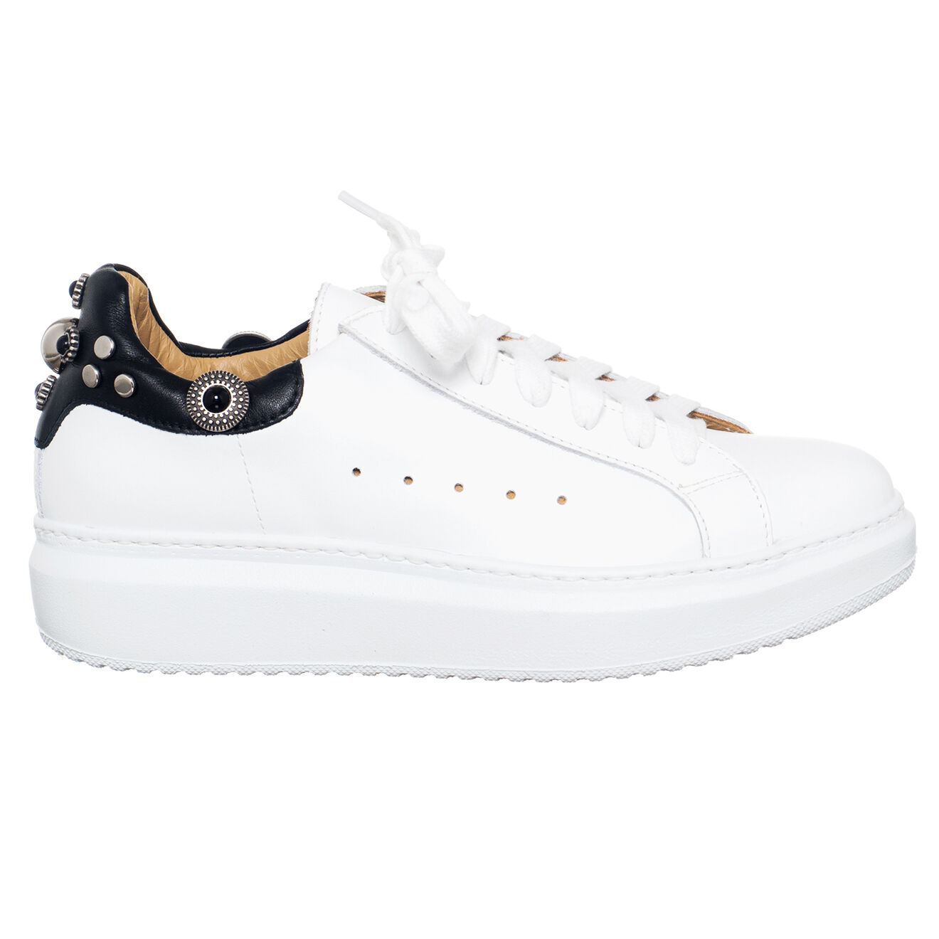 Loretta Pettinari Sneakers en Cuir Alex MQ blanc/noir