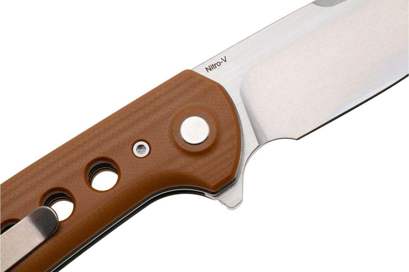 Reate PL-XF Stonewashed Nitro-V, Tan G10, zakmes