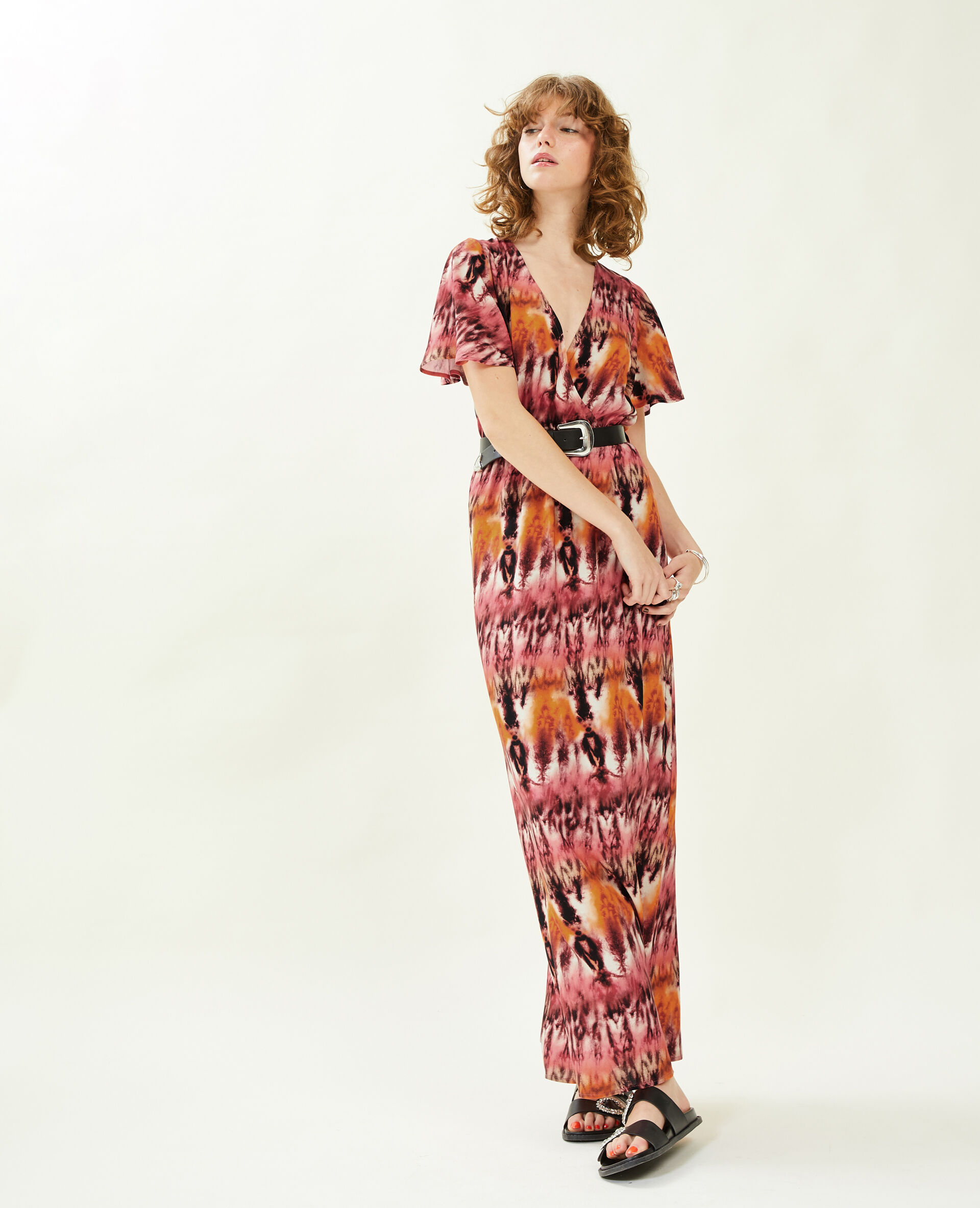 Robe longue encolure croisée - Rouge