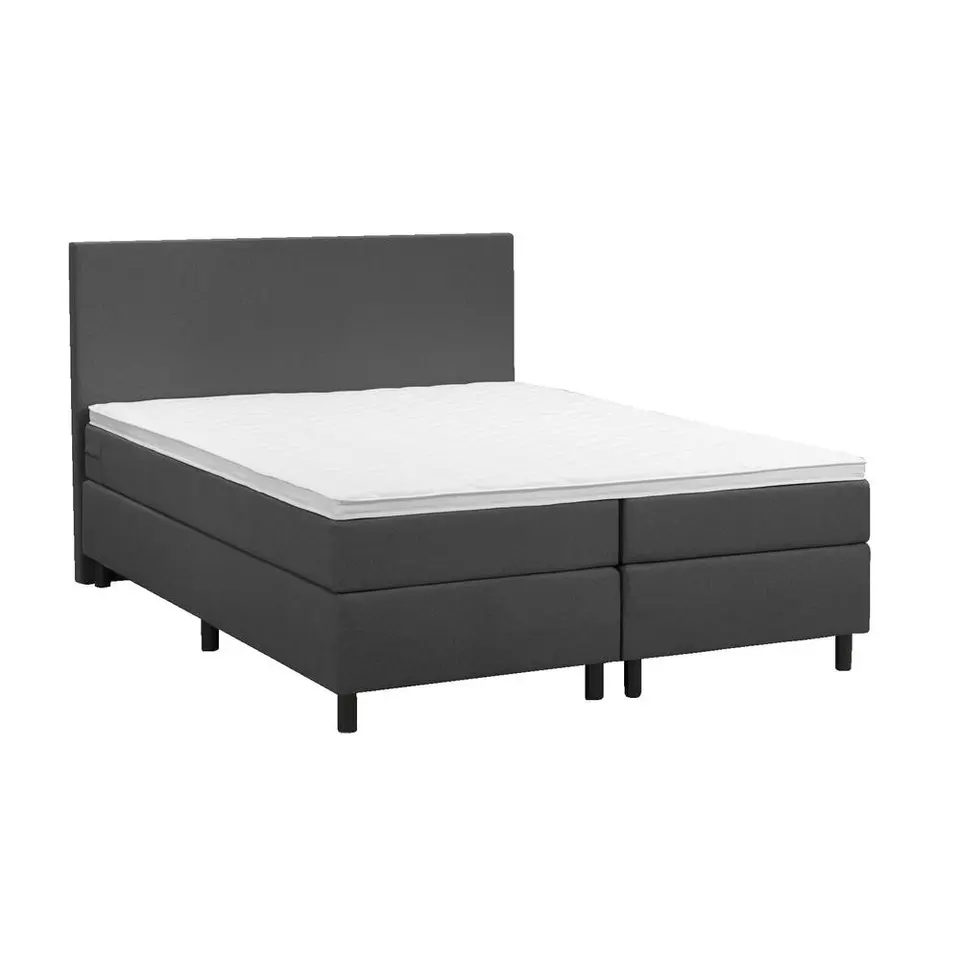 Boxspring Liv egaal - antraciet - 180x200 cm - ronde poot