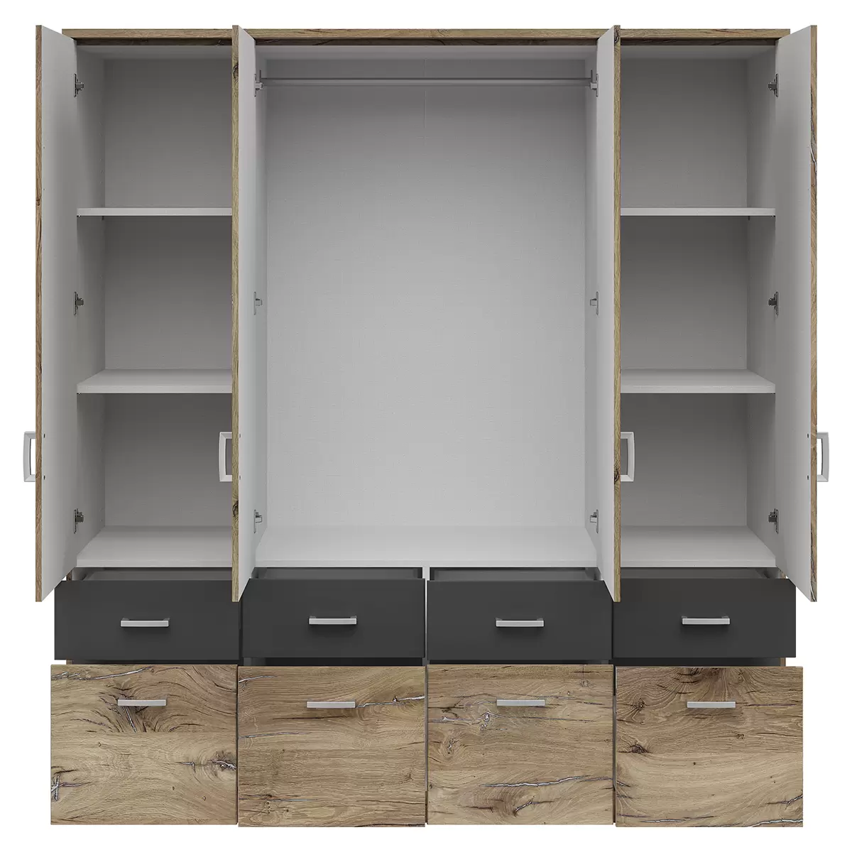 Kleiderschrank 4-trg. Brando 4 Eichefarben,graphit