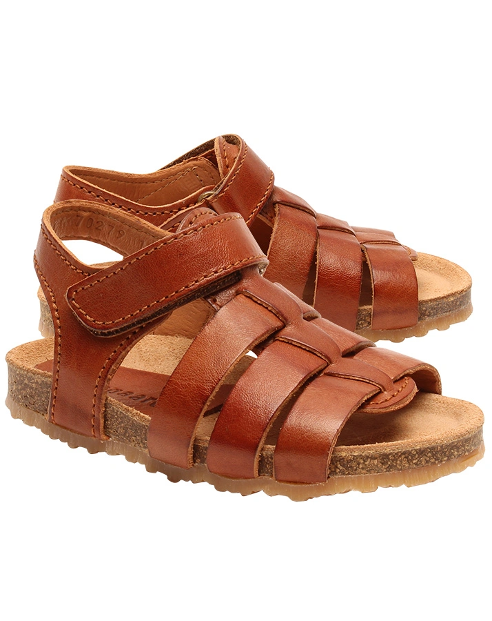 Leder-Sandalen AKSEL mit Zehenschutz in cognac