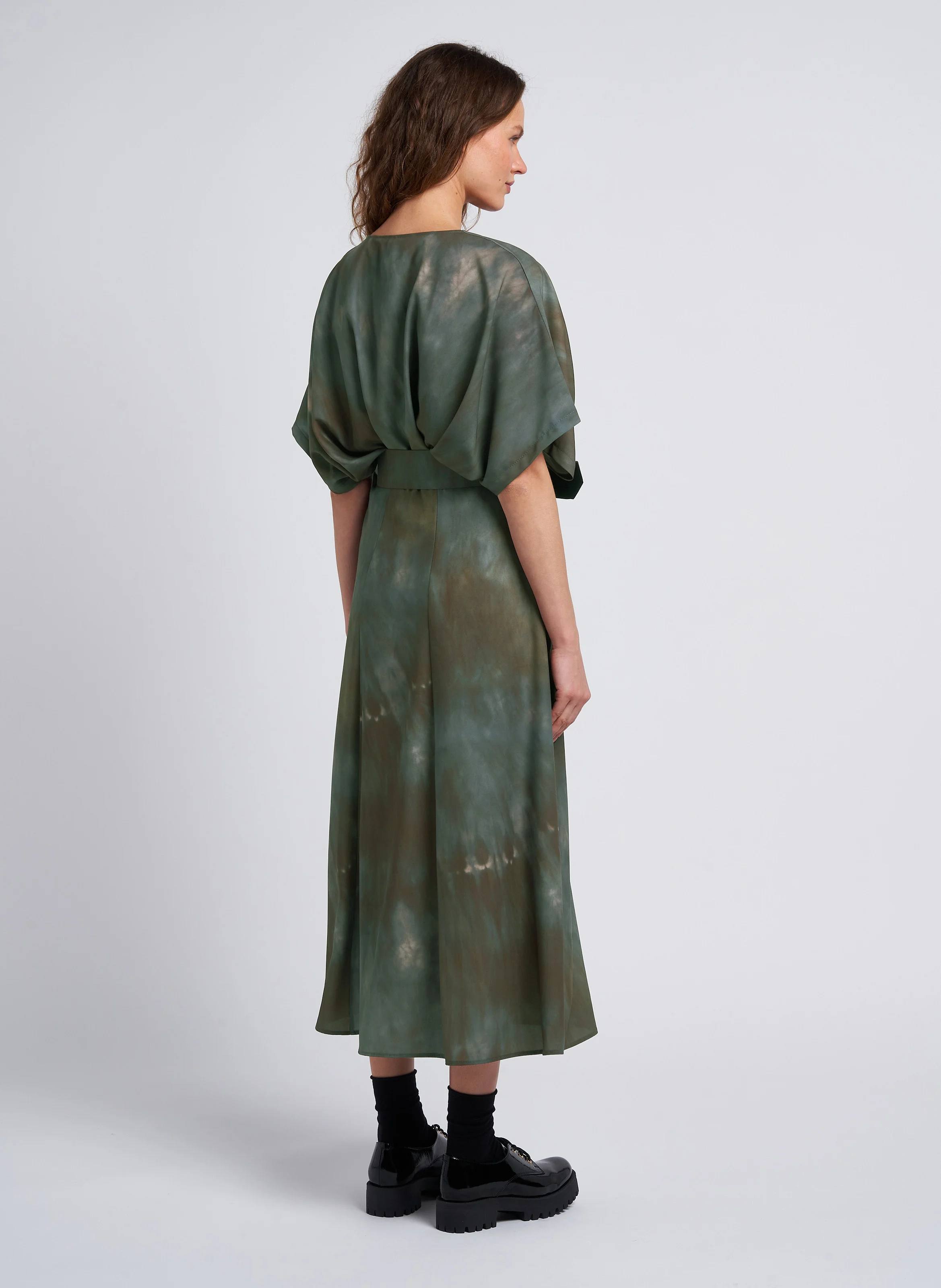 Robe longue col V goutte d'eau | Gris