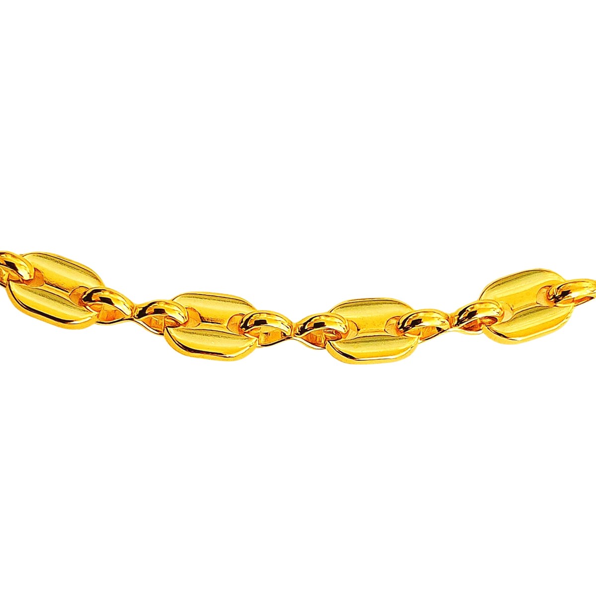 Collier chaine homme 50 cm maille grain de café en plaqué or 50cm 5mm