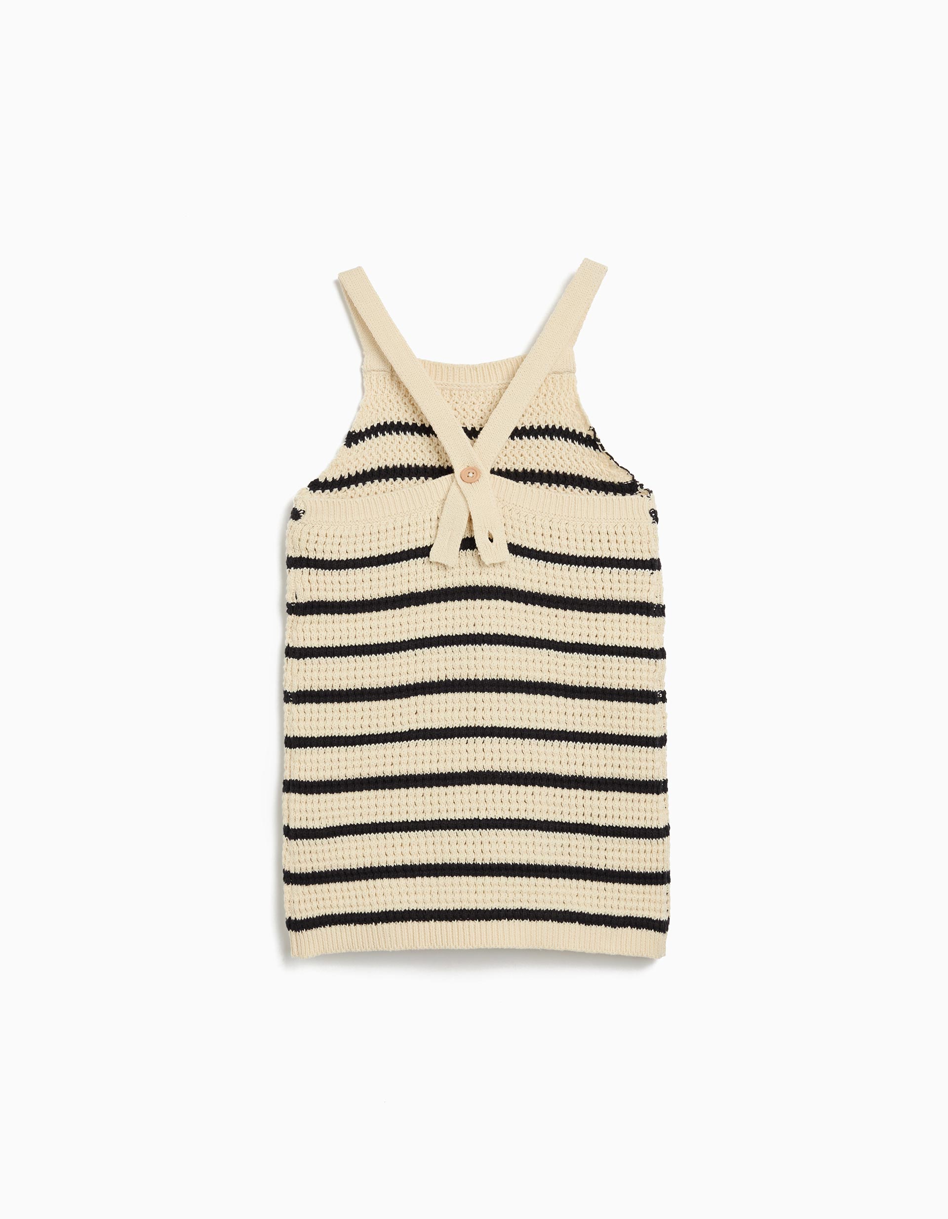 Vestido Riscas em Crochet, Menina, Cru