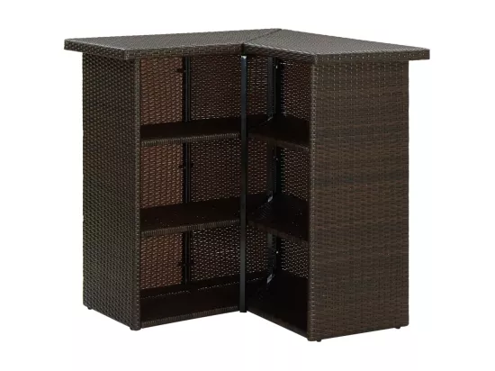 Table d'angle de bar Marron 100x50x105 cm Résine tressée