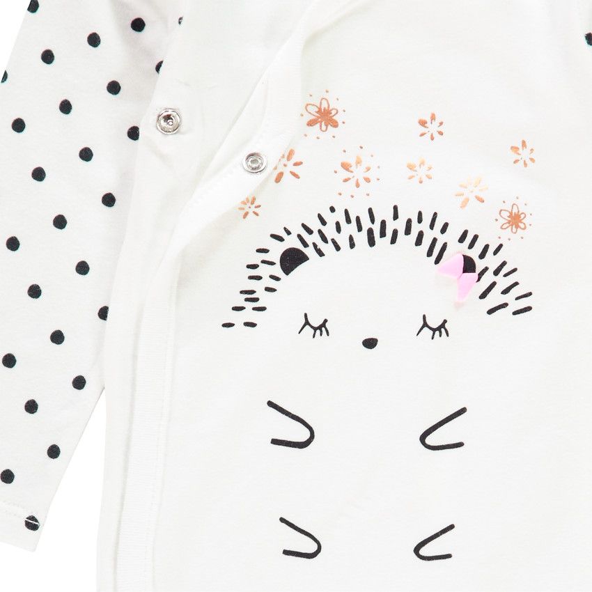 Lot de 5 bodies manches longues print hérisson pour bébé fille - Gris foncé
