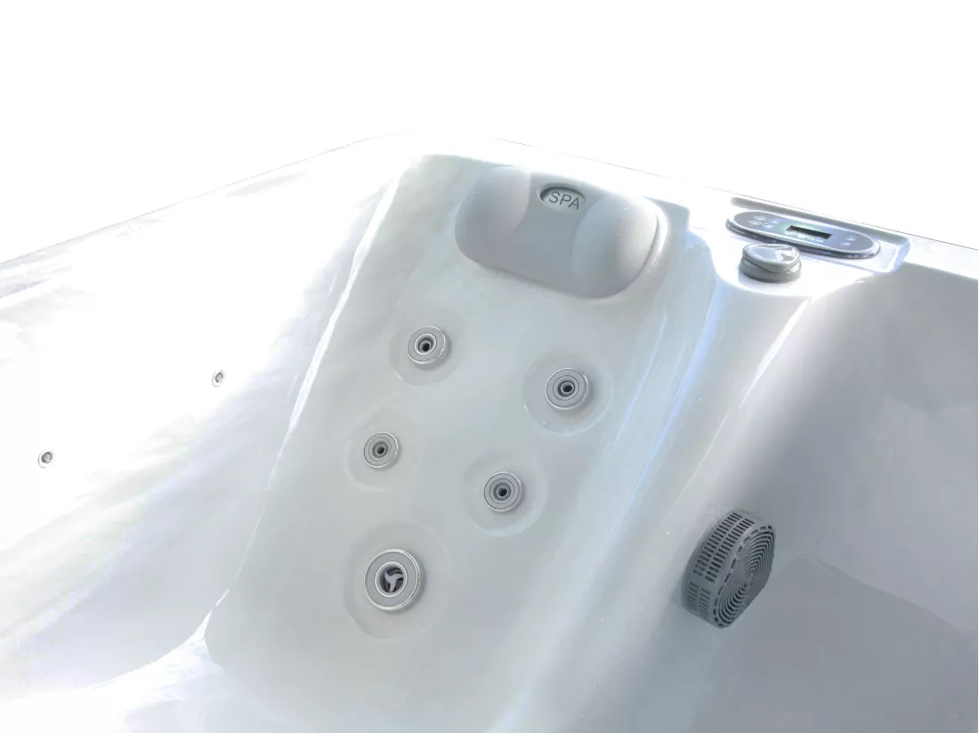 SPA 2 places blanc perlé avec bâche - 18 jets - L210 x P110 x H74 cm - Système BALBOA - TAHITI III