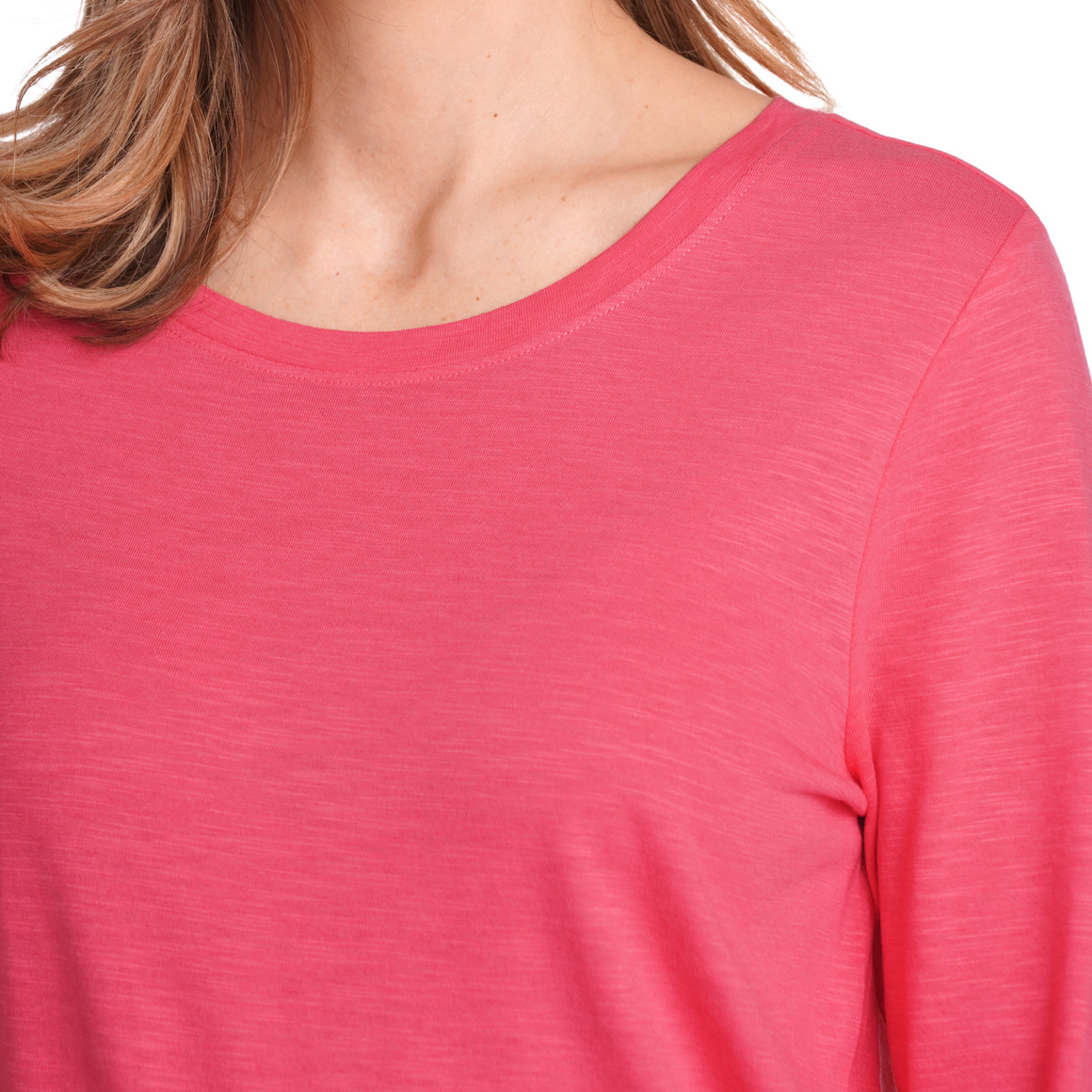 Gina Benotti Damen Langarmshirt unifarben pink