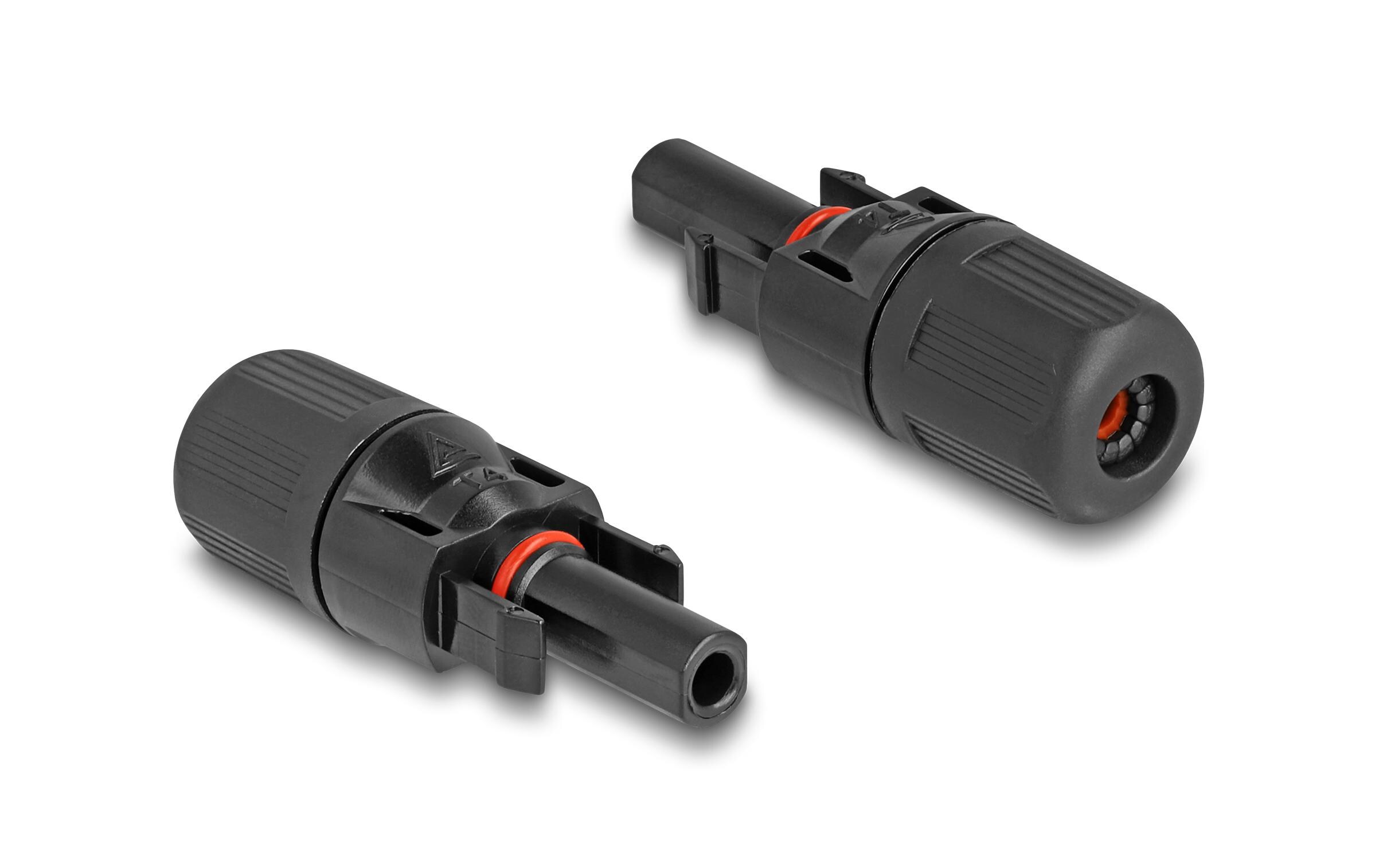 Steckverbinder DL4 Solar für Kabel zum Crimpen, 2 StückDelock DL4 Solar Steckverbinder für Kabel zum Crimpen, Stecker und Buchse, schwarz 2 Stück
