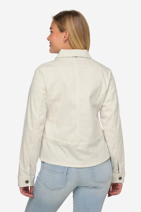 Jeansjacke, Hemdkragen, Zierbänder, Langarm