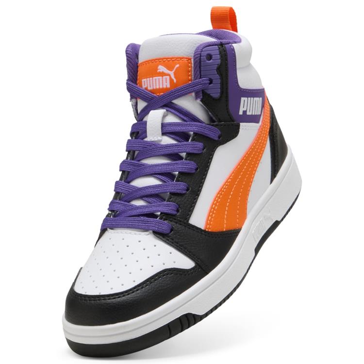 PUMA PUMA REBOUND V6 MID JR 393831 PUMA-WHITE-ORANGE-GLO-PUMA-BLA