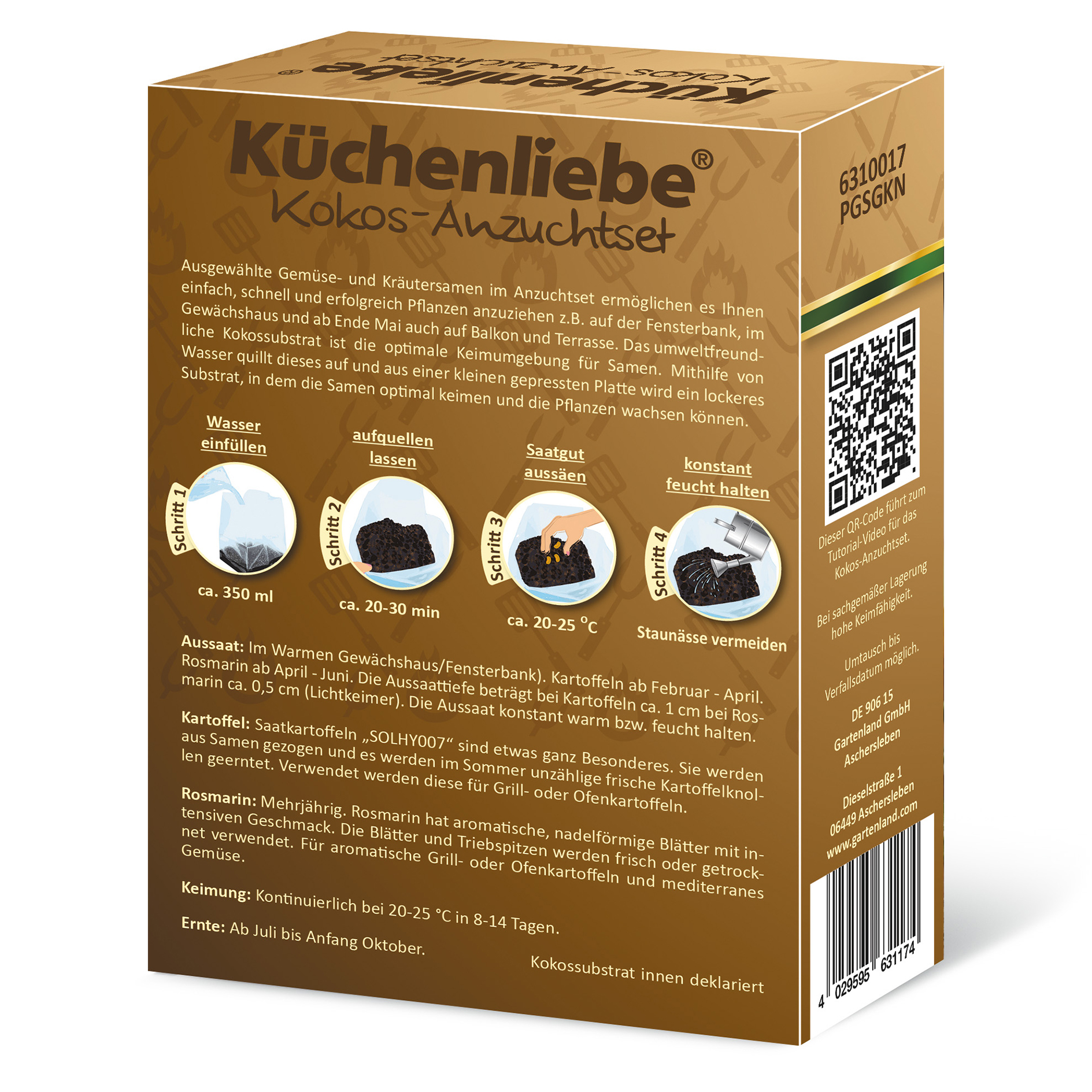 KÜCHENLIEBE Saatgut - Kartoffel & Rosmarin - Kokos-Anzuchtset