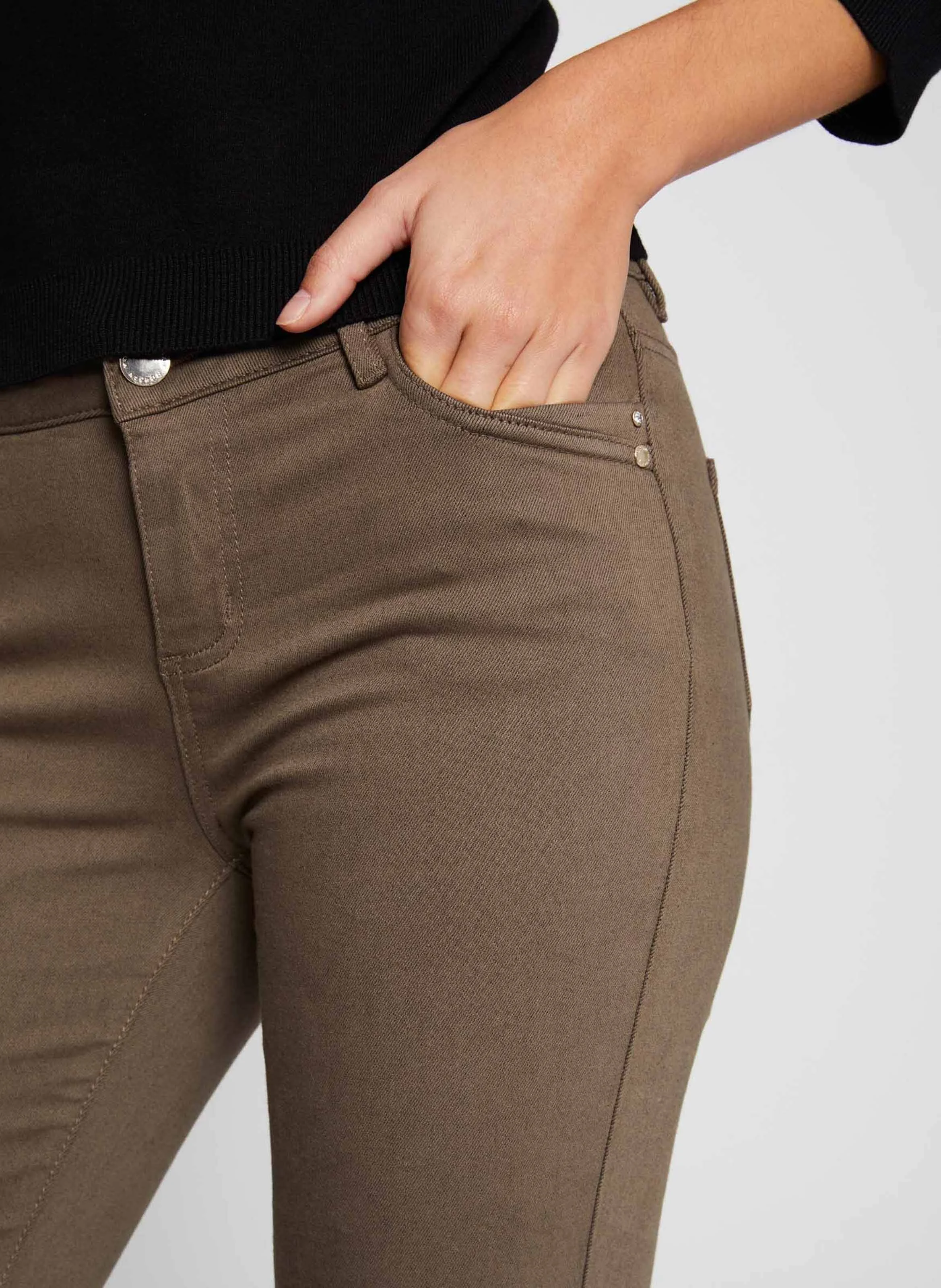 PETRA - Pantalon skinny taille basse | Vert
