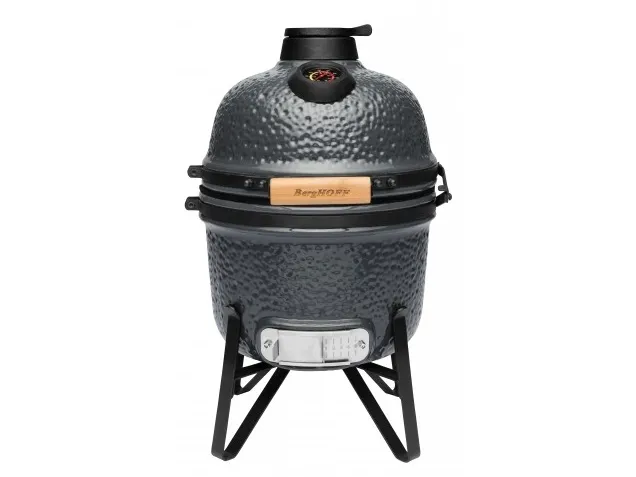 BergHOFF 2415703, Grill, 33 cm, Sort, Grå, Rund, Bambus, Støbejern, Keramisk, Rustfrit Stål, Sten, 4 ben