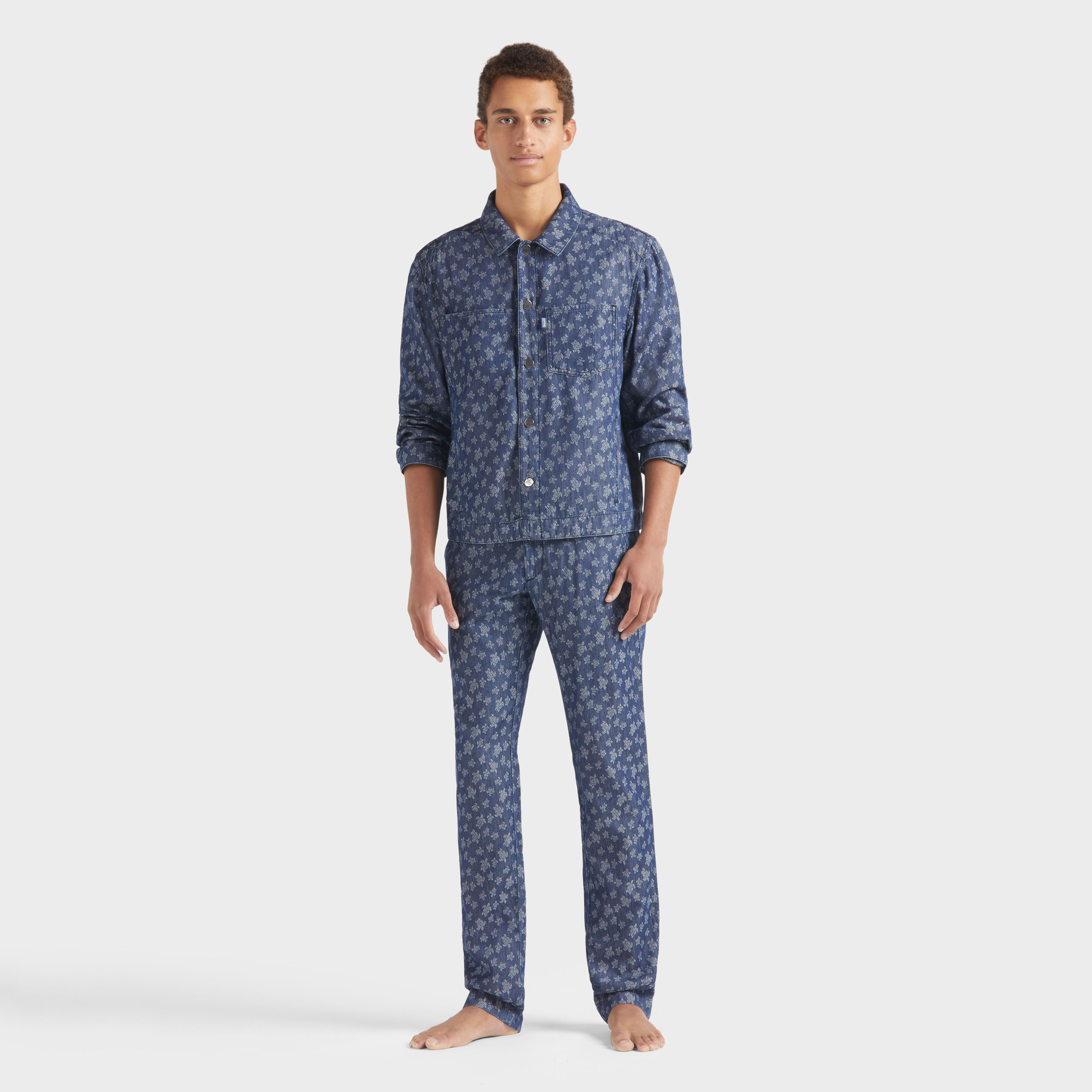 Veste en jean léger homme Ronde Des Tortues Jacquard