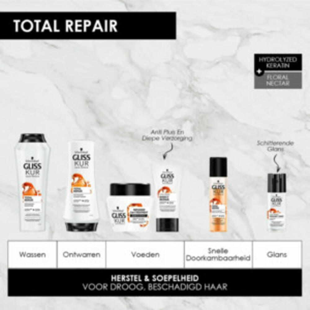 6x Gliss Total Repair Shampoo 250 ml