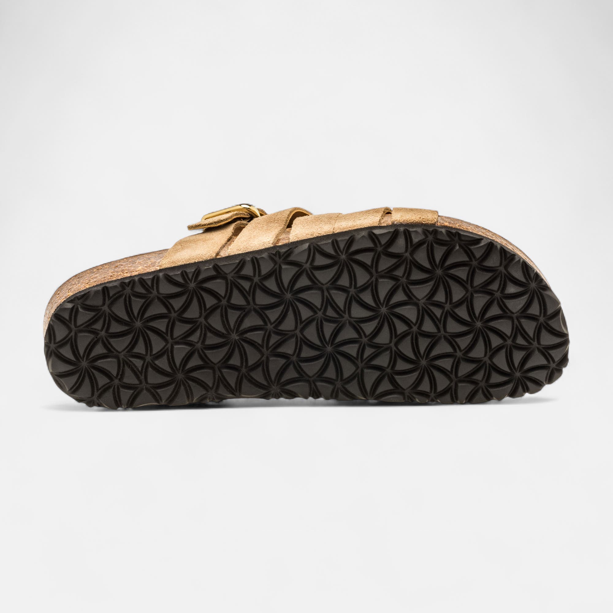 Mules semelle liège Femme en cuir taupe