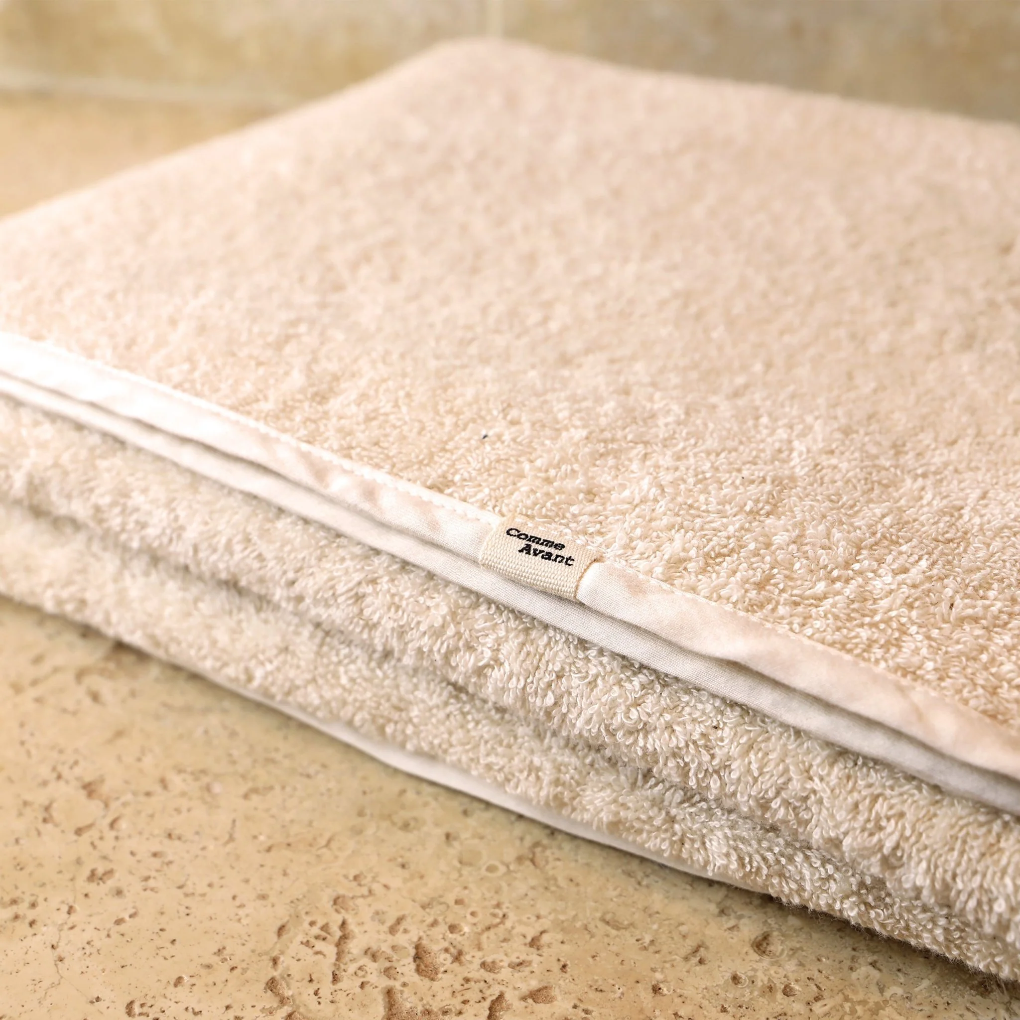 Serviette de bain en coton - Version 1 - Petit format - 75 x 90 cm / Écru