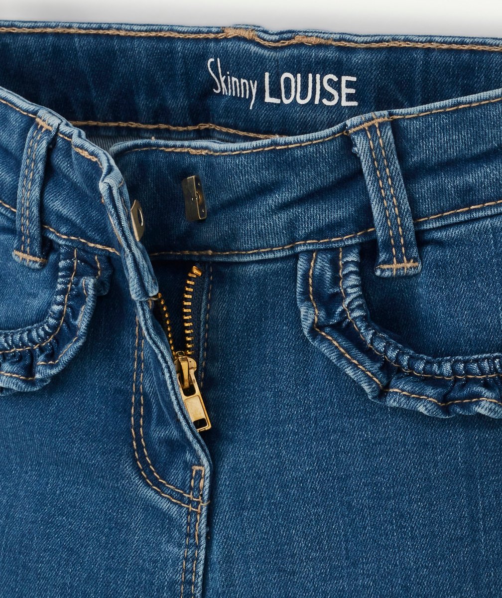 JEAN SKINNY FILLE EN DENIM BLEU ULTRA-RÉSISTANT AUX DÉTAILS VOLANTÉS