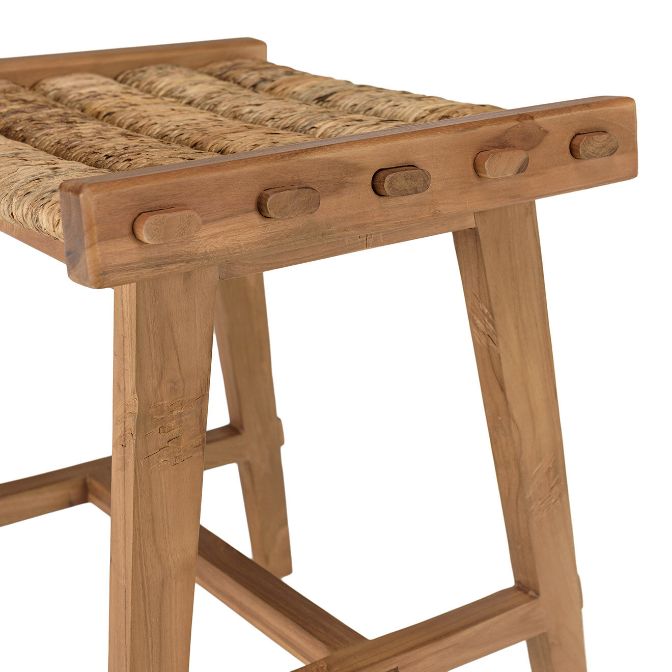Macabane Tabouret assise en tissage d'abaca naturel Sixtine bois - 45x36x47.5 cm