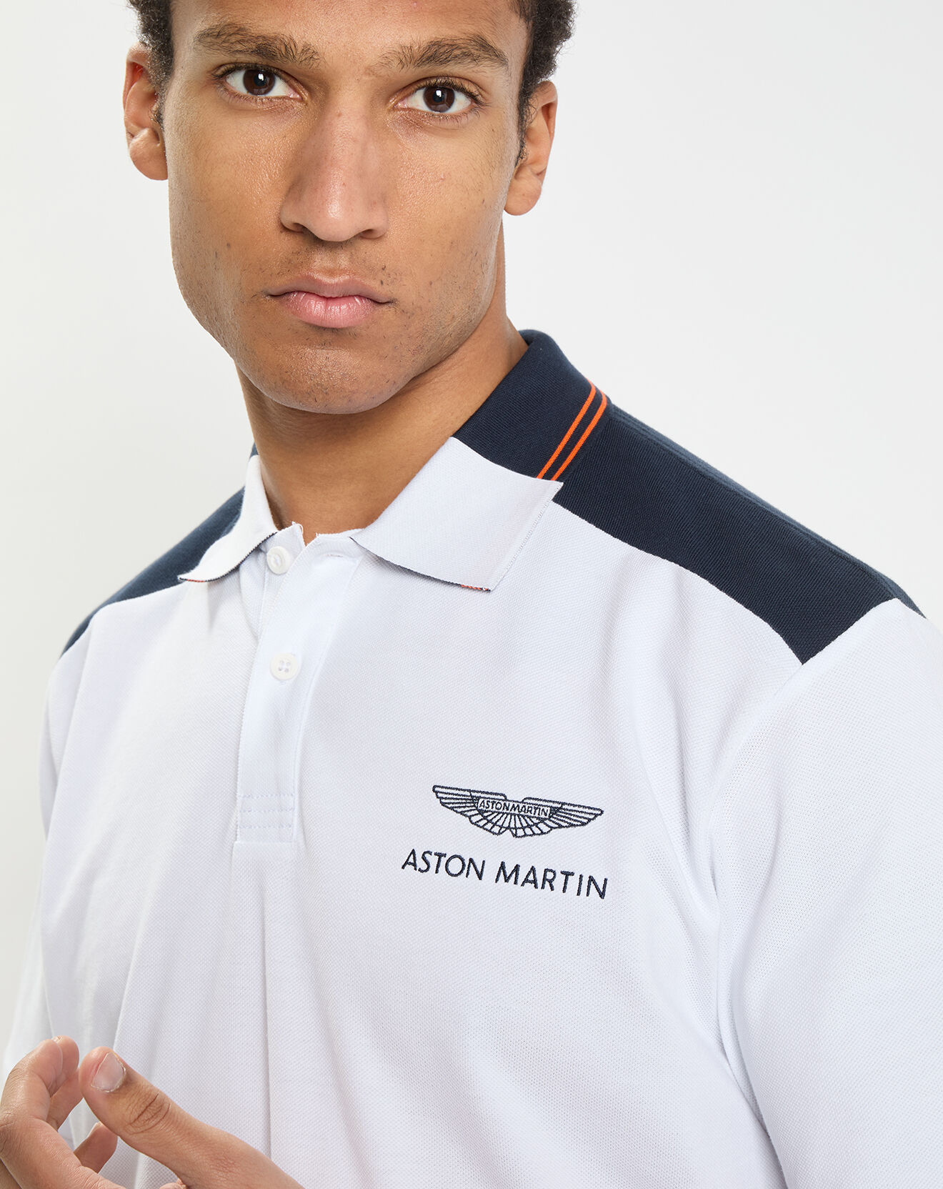 Hackett London Polo Regular Fit Aston Martin Racing Rib blanc