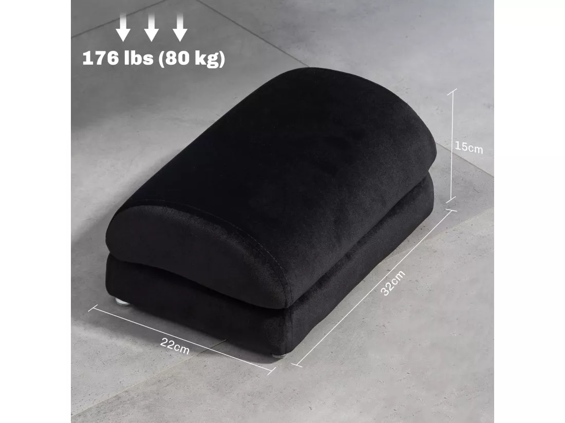 Repose-pied sous le bureau - repose pied bureau antidérapant - mousse souple velours noir