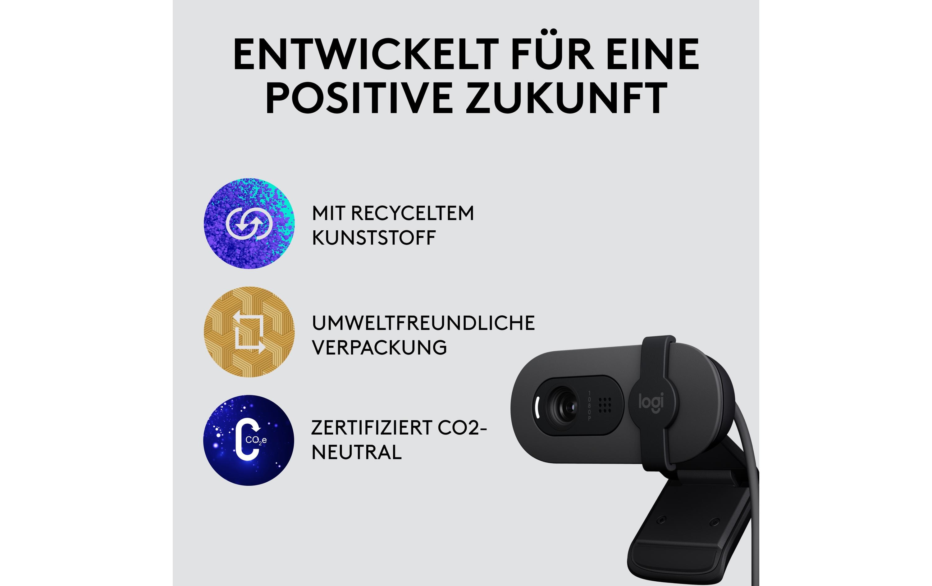 Webcam Brio 105 Full HD 1080p 30 fpsEine Full HD-Business-Webcam mit 1080p, automatischem Lichtausgleich und integrierter Abdeckblende